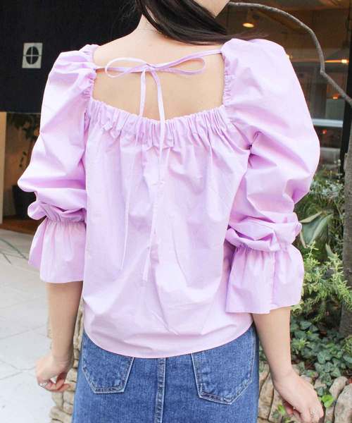 MODE ROBE（モードローブ）の「ギャザーブラウス（シャツ/ブラウス・レディース・ホワイト/ブラック/ベージュ/パープル/ブルー・FREE）」の11枚目の写真