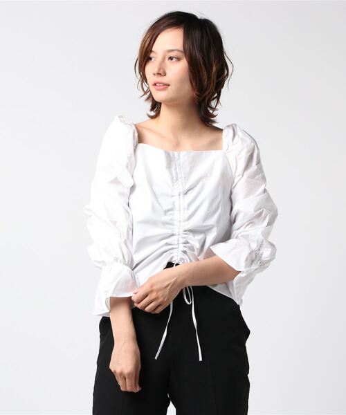 MODE ROBE（モードローブ）の「ギャザーブラウス（シャツ/ブラウス・レディース・ホワイト/ブラック/ベージュ/パープル/ブルー・FREE）」の19枚目の写真