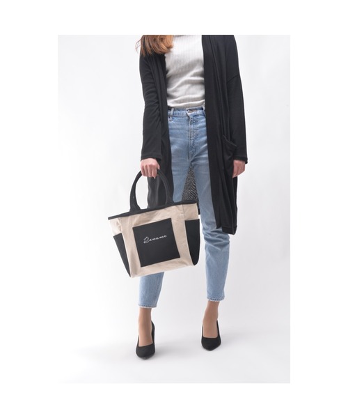 DEVICE（デバイス）の「Rename ロゴ キャンバストートバッグ (ペットボトルホルダー装備)（トートバッグ・レディース・ブラック/ナチュラル/ブラック系その他/アイボリー系・FREE）」の18枚目の写真