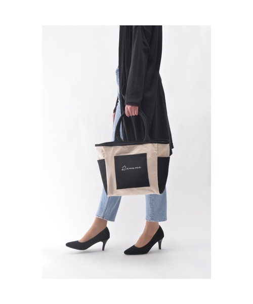 DEVICE（デバイス）の「Rename ロゴ キャンバストートバッグ (ペットボトルホルダー装備)（トートバッグ・レディース・ブラック/ナチュラル/ブラック系その他/アイボリー系・FREE）」の17枚目の写真