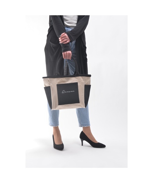 DEVICE（デバイス）の「Rename ロゴ キャンバストートバッグ (ペットボトルホルダー装備)（トートバッグ・レディース・ブラック/ナチュラル/ブラック系その他/アイボリー系・FREE）」の16枚目の写真