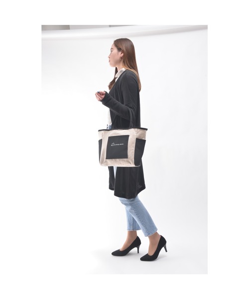 DEVICE（デバイス）の「Rename ロゴ キャンバストートバッグ (ペットボトルホルダー装備)（トートバッグ・レディース・ブラック/ナチュラル/ブラック系その他/アイボリー系・FREE）」の12枚目の写真