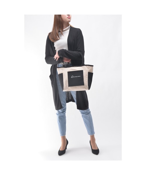 DEVICE（デバイス）の「Rename ロゴ キャンバストートバッグ (ペットボトルホルダー装備)（トートバッグ・レディース・ブラック/ナチュラル/ブラック系その他/アイボリー系・FREE）」の11枚目の写真