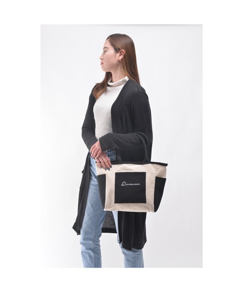 DEVICE（デバイス）の「Rename ロゴ キャンバストートバッグ (ペットボトルホルダー装備)（トートバッグ・レディース・ブラック/ナチュラル/ブラック系その他/アイボリー系・FREE）」の9枚目の写真