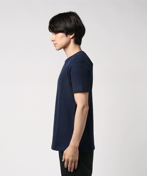 GRAND GLOBAL（グランドグローバル）の「日本製リブテープクルー（Tシャツ/カットソー・メンズ・ホワイト/ネイビー/ピンク・38/40）」の5枚目の写真