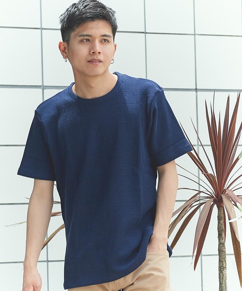 GRAND GLOBAL（グランドグローバル）の「日本製リブテープクルー（Tシャツ/カットソー・メンズ・ホワイト/ネイビー/ピンク・38/40）」の2枚目の写真