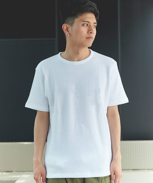 GRAND GLOBAL（グランドグローバル）の「日本製リブテープクルー（Tシャツ/カットソー・メンズ・ホワイト/ネイビー/ピンク・38/40）」の15枚目の写真