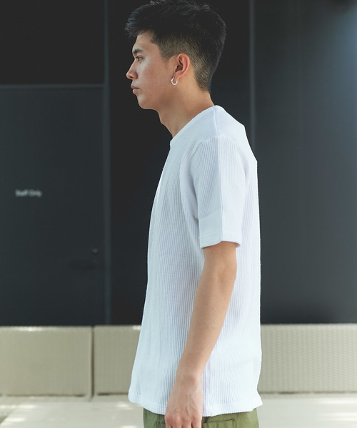 GRAND GLOBAL（グランドグローバル）の「日本製リブテープクルー（Tシャツ/カットソー・メンズ・ホワイト/ネイビー/ピンク・38/40）」の12枚目の写真