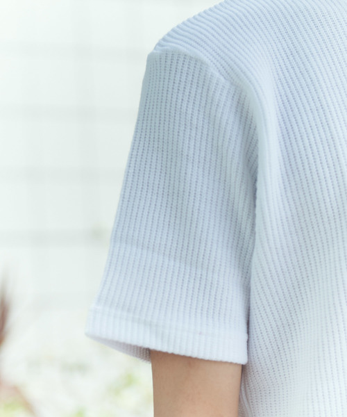 GRAND GLOBAL（グランドグローバル）の「日本製リブテープクルー（Tシャツ/カットソー・メンズ・ホワイト/ネイビー/ピンク・38/40）」の6枚目の写真