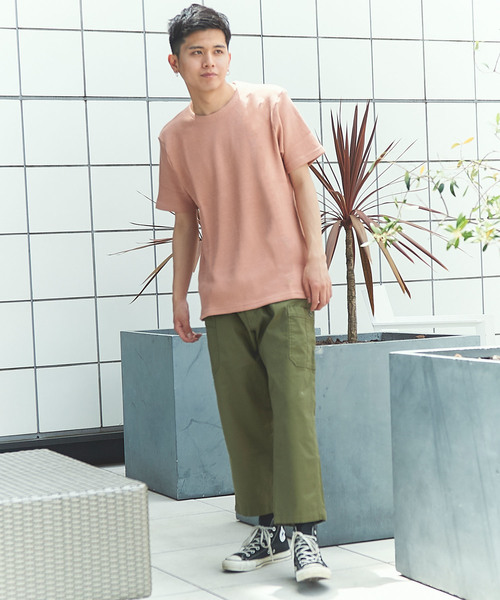 GRAND GLOBAL（グランドグローバル）の「日本製リブテープクルー（Tシャツ/カットソー・メンズ・ホワイト/ネイビー/ピンク・38/40）」の16枚目の写真