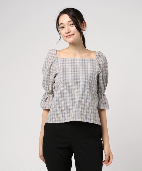 flower（フラワー）の「スウィーティーチェックトップ（その他トップス・レディース・ベージュ/レッド・FREE）」の7枚目の写真