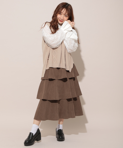 apres jour（アプレジュール）の「ケーブルニットベスト【ZOZOTOWN限定アイテム】（ニット/セーター・レディース・モカ/オレンジ系その他/カーキ/ライトベージュ/スモークピンク・フリー）」の15枚目の写真