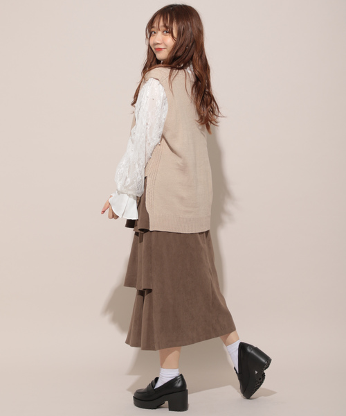 apres jour（アプレジュール）の「ケーブルニットベスト【ZOZOTOWN限定アイテム】（ニット/セーター・レディース・モカ/オレンジ系その他/カーキ/ライトベージュ/スモークピンク・フリー）」の17枚目の写真