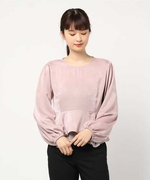 flower(フラワー)の「マリーペプラムトップ(シャツ/ブラウス・レディース・ブラウン/ピンク・FREE)」の1枚目の写真