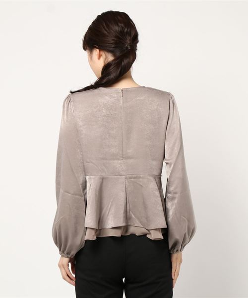 flower(フラワー)の「マリーペプラムトップ(シャツ/ブラウス・レディース・ブラウン/ピンク・FREE)」の4枚目の写真