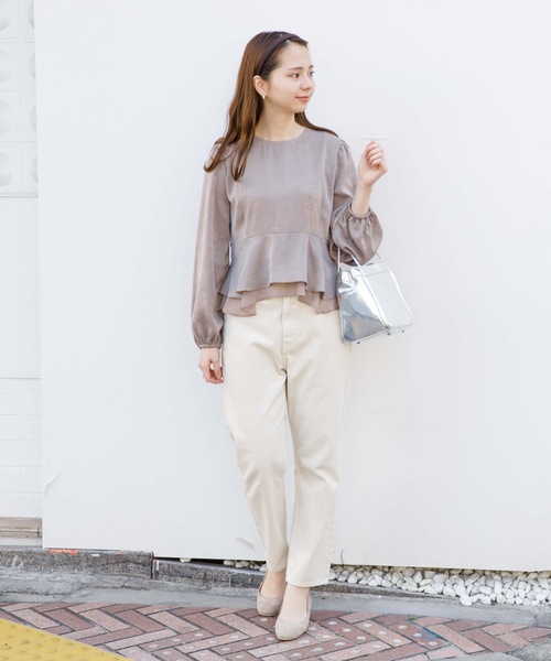 flower(フラワー)の「マリーペプラムトップ(シャツ/ブラウス・レディース・ブラウン/ピンク・FREE)」の9枚目の写真