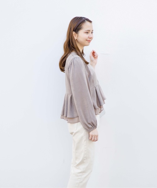 flower(フラワー)の「マリーペプラムトップ(シャツ/ブラウス・レディース・ブラウン/ピンク・FREE)」の6枚目の写真