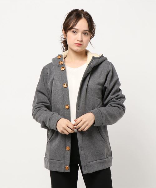 B.I.D.(ビーアイディー)の「《ISLAND PEAK》フード裏ボア 裏起毛ボタンパーカー(スウェット・レディース・ネイビー/その他2/ライトグレー/ベージュ/チャコール/杢グレー/ブラック/その他1・MEDIUM/LARGE/X-LARGE)」の16枚目の写真