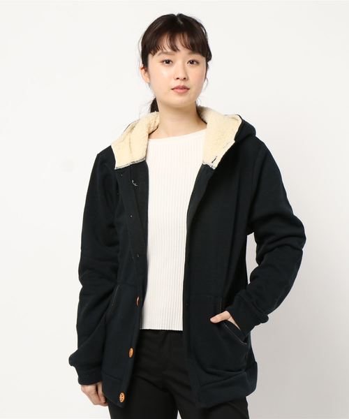 B.I.D.(ビーアイディー)の「《ISLAND PEAK》フード裏ボア 裏起毛ボタンパーカー(スウェット・レディース・ネイビー/その他2/ライトグレー/ベージュ/チャコール/杢グレー/ブラック/その他1・MEDIUM/LARGE/X-LARGE)」の12枚目の写真