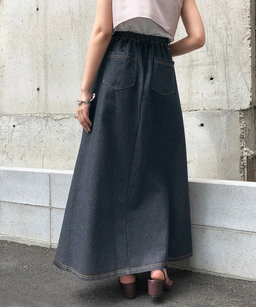 &g'aime（アンジェム）の「【&g'aime】ステッチデニムフレアスカート