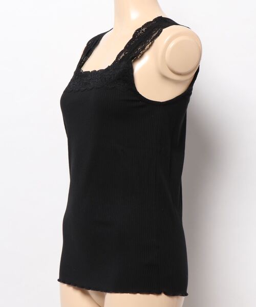 tiptop（ティップトップ）の「テレコレース使いスクエアネックキャミソール（キャミソール・レディース・ブラック/オフホワイト/アイボリー/モカ・FREE）」の22枚目の写真