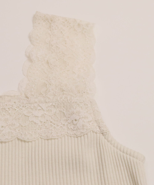 tiptop（ティップトップ）の「テレコレース使いスクエアネックキャミソール（キャミソール・レディース・ブラック/オフホワイト/アイボリー/モカ・FREE）」の5枚目の写真