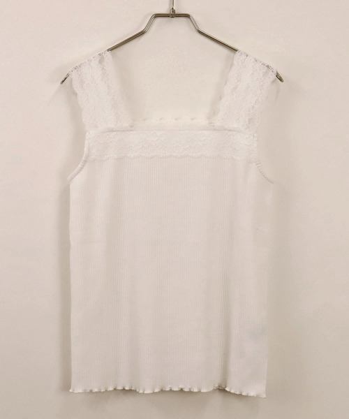 tiptop（ティップトップ）の「テレコレース使いスクエアネックキャミソール（キャミソール・レディース・ブラック/オフホワイト/アイボリー/モカ・FREE）」の12枚目の写真