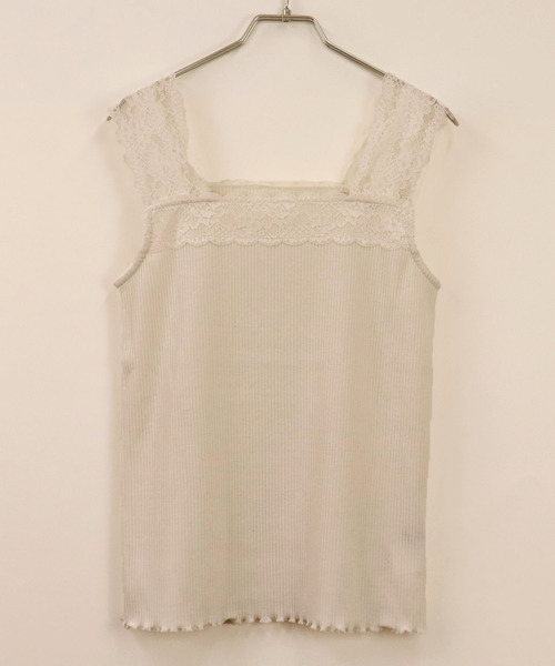 tiptop（ティップトップ）の「テレコレース使いスクエアネックキャミソール（キャミソール・レディース・ブラック/オフホワイト/アイボリー/モカ・FREE）」の10枚目の写真