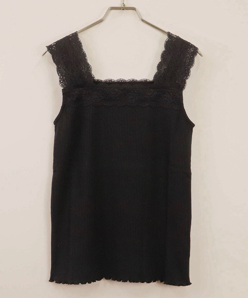 tiptop（ティップトップ）の「テレコレース使いスクエアネックキャミソール（キャミソール・レディース・ブラック/オフホワイト/アイボリー/モカ・FREE）」の8枚目の写真