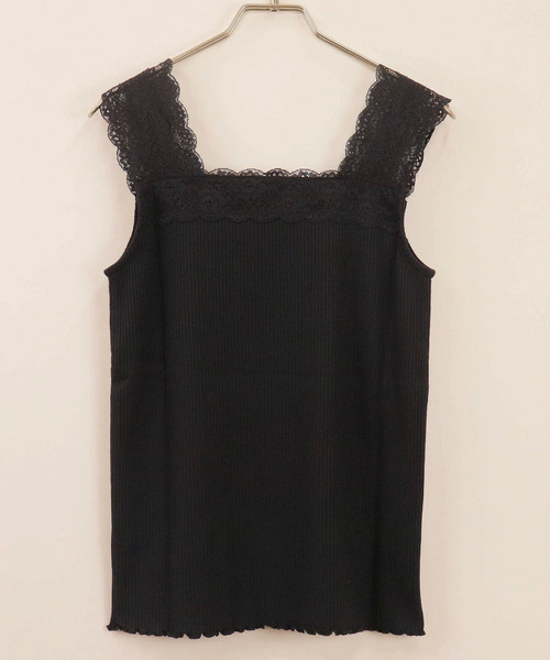 tiptop（ティップトップ）の「テレコレース使いスクエアネックキャミソール（キャミソール・レディース・ブラック/オフホワイト/アイボリー/モカ・FREE）」の7枚目の写真