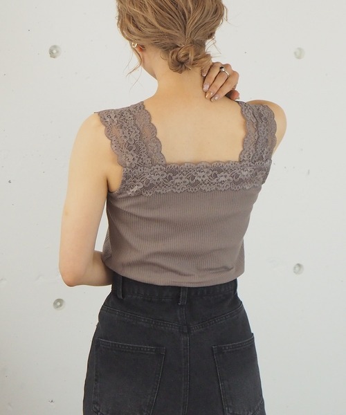 tiptop（ティップトップ）の「テレコレース使いスクエアネックキャミソール（キャミソール・レディース・ブラック/オフホワイト/アイボリー/モカ・FREE）」の20枚目の写真