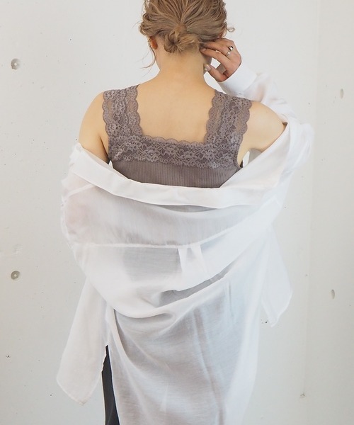 tiptop（ティップトップ）の「テレコレース使いスクエアネックキャミソール（キャミソール・レディース・ブラック/オフホワイト/アイボリー/モカ・FREE）」の18枚目の写真