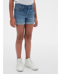 GAP | ダメージデニム ミディショートパンツ (キッズ)(デニムパンツ)