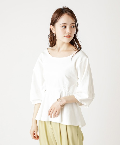 mystic(ミスティック)の「背中開きペプラムTシャツ(Tシャツ/カットソー・レディース・ブラック/ブラウン/オフホワイト・FREE)」の12枚目の写真