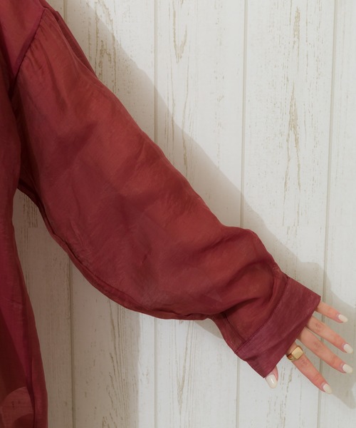 SpRay（スプレイ）の「シアーシャツ（シャツ/ブラウス・レディース・ホワイト/ブラック/グレー/グリーン/レンガ/ベージュ/ブルー/ピンク/ダークグリーン・FREE）」の17枚目の写真