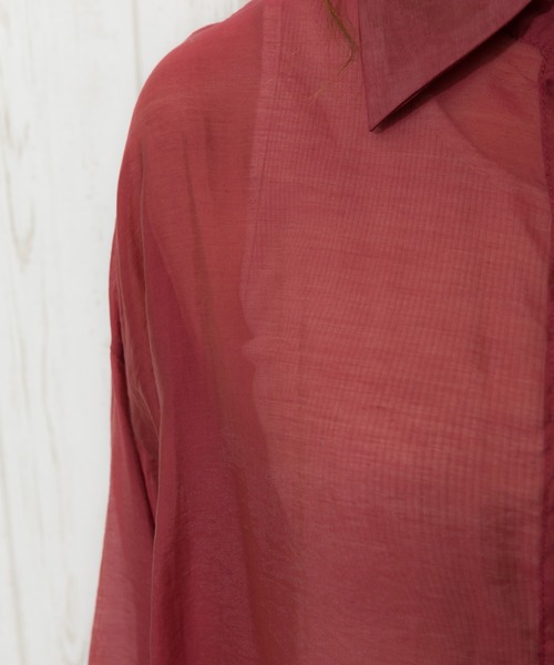 SpRay（スプレイ）の「シアーシャツ（シャツ/ブラウス・レディース・ホワイト/ブラック/グレー/グリーン/レンガ/ベージュ/ブルー/ピンク/ダークグリーン・FREE）」の15枚目の写真