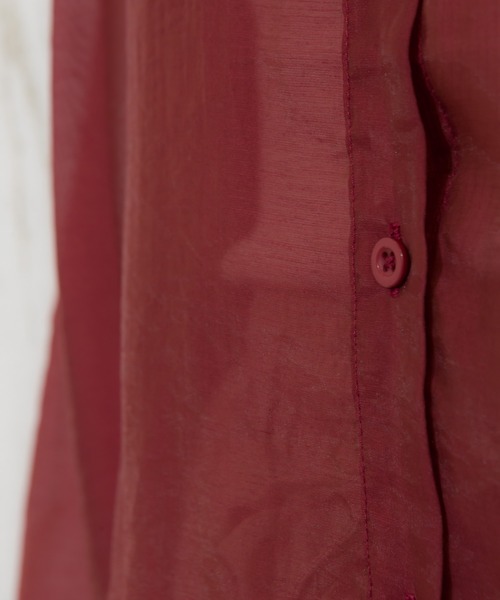 SpRay（スプレイ）の「シアーシャツ（シャツ/ブラウス・レディース・ホワイト/ブラック/グレー/グリーン/レンガ/ベージュ/ブルー/ピンク/ダークグリーン・FREE）」の14枚目の写真