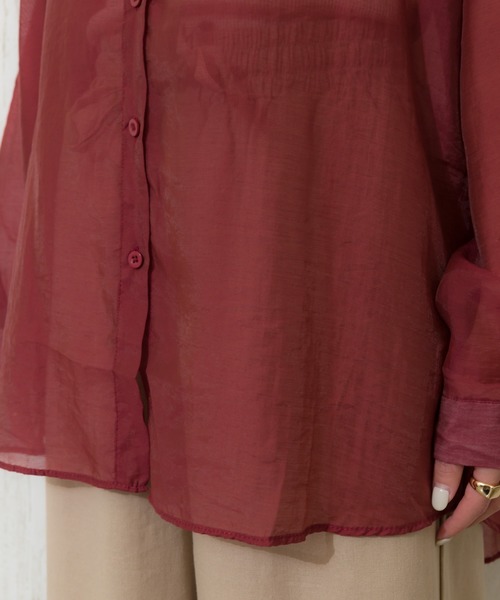 SpRay（スプレイ）の「シアーシャツ（シャツ/ブラウス・レディース・ホワイト/ブラック/グレー/グリーン/レンガ/ベージュ/ブルー/ピンク/ダークグリーン・FREE）」の13枚目の写真