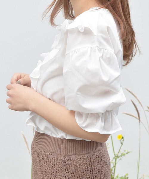 PairPair（ペアペア）の「フロントフリルブラウス（シャツ/ブラウス・レディース・ライトベージュ/ライトブルー/オフホワイト・FREE）」の8枚目の写真