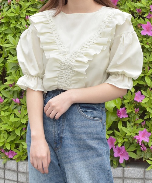 PairPair（ペアペア）の「フロントフリルブラウス（シャツ/ブラウス・レディース・ライトベージュ/ライトブルー/オフホワイト・FREE）」の12枚目の写真