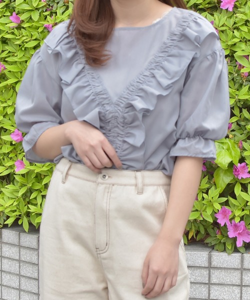 PairPair（ペアペア）の「フロントフリルブラウス（シャツ/ブラウス・レディース・ライトベージュ/ライトブルー/オフホワイト・FREE）」の17枚目の写真