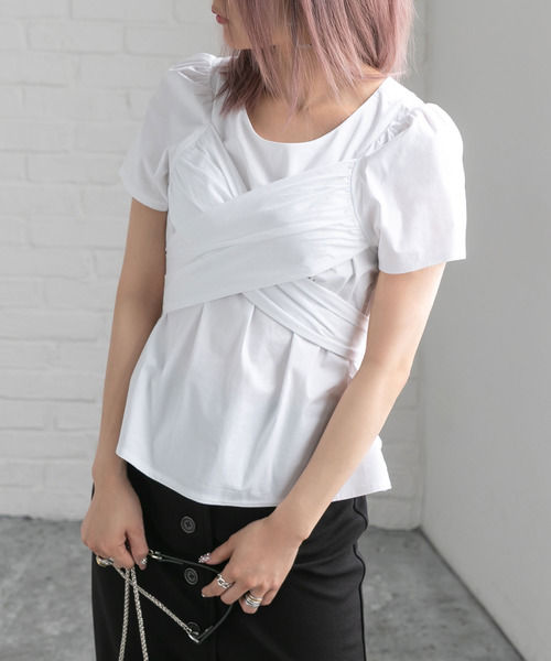 Newlyme(ニューリーミー)の「バックリボンカシュクール半袖ブラウス(シャツ/ブラウス・レディース・ホワイト/ブラック/ベージュ/カーキ・MEDIUM/LARGE/X-LARGE)」の10枚目の写真