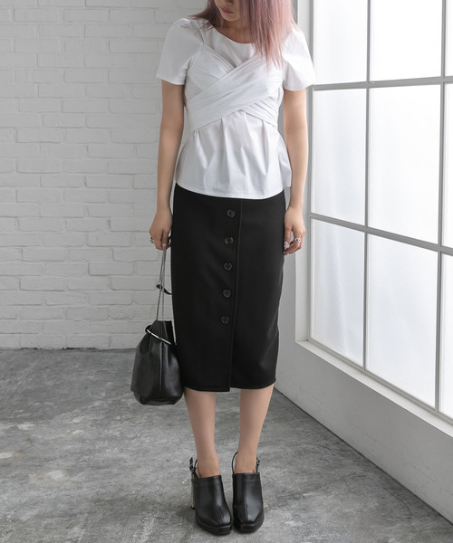 Newlyme(ニューリーミー)の「バックリボンカシュクール半袖ブラウス(シャツ/ブラウス・レディース・ホワイト/ブラック/ベージュ/カーキ・MEDIUM/LARGE/X-LARGE)」の11枚目の写真