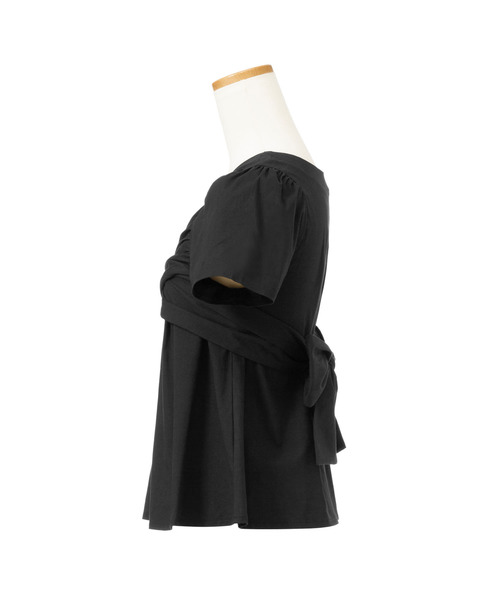 Newlyme(ニューリーミー)の「バックリボンカシュクール半袖ブラウス(シャツ/ブラウス・レディース・ホワイト/ブラック/ベージュ/カーキ・MEDIUM/LARGE/X-LARGE)」の16枚目の写真