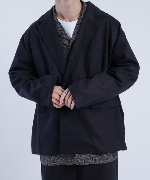 kutir（クティール）の「ヘリンボーンダブルジャケット（テーラードジャケット・メンズ・ブラック/ダークブルー/ダークパープル・MEDIUM/LARGE）」の15枚目の写真