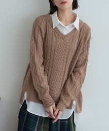 シャツドッキングVネックニット