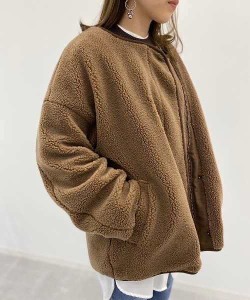 Ambre Neige(アンブルネージュ)の「パイピングボアブルゾン/【WEB/EC限定商品】(ブルゾン・レディース・ブラウン系その他/アイボリー・FREE)」の12枚目の写真