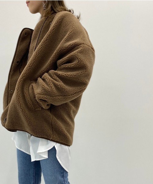 Ambre Neige(アンブルネージュ)の「パイピングボアブルゾン/【WEB/EC限定商品】(ブルゾン・レディース・ブラウン系その他/アイボリー・FREE)」の15枚目の写真