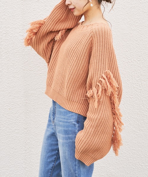 Chico（チコ）の「短丈フリンジカーディガン（カーディガン/ボレロ・レディース・アイボリー/ブラック/ミント/オレンジ・FREE）」の4枚目の写真