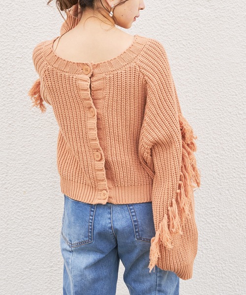 Chico（チコ）の「短丈フリンジカーディガン（カーディガン/ボレロ・レディース・アイボリー/ブラック/ミント/オレンジ・FREE）」の5枚目の写真